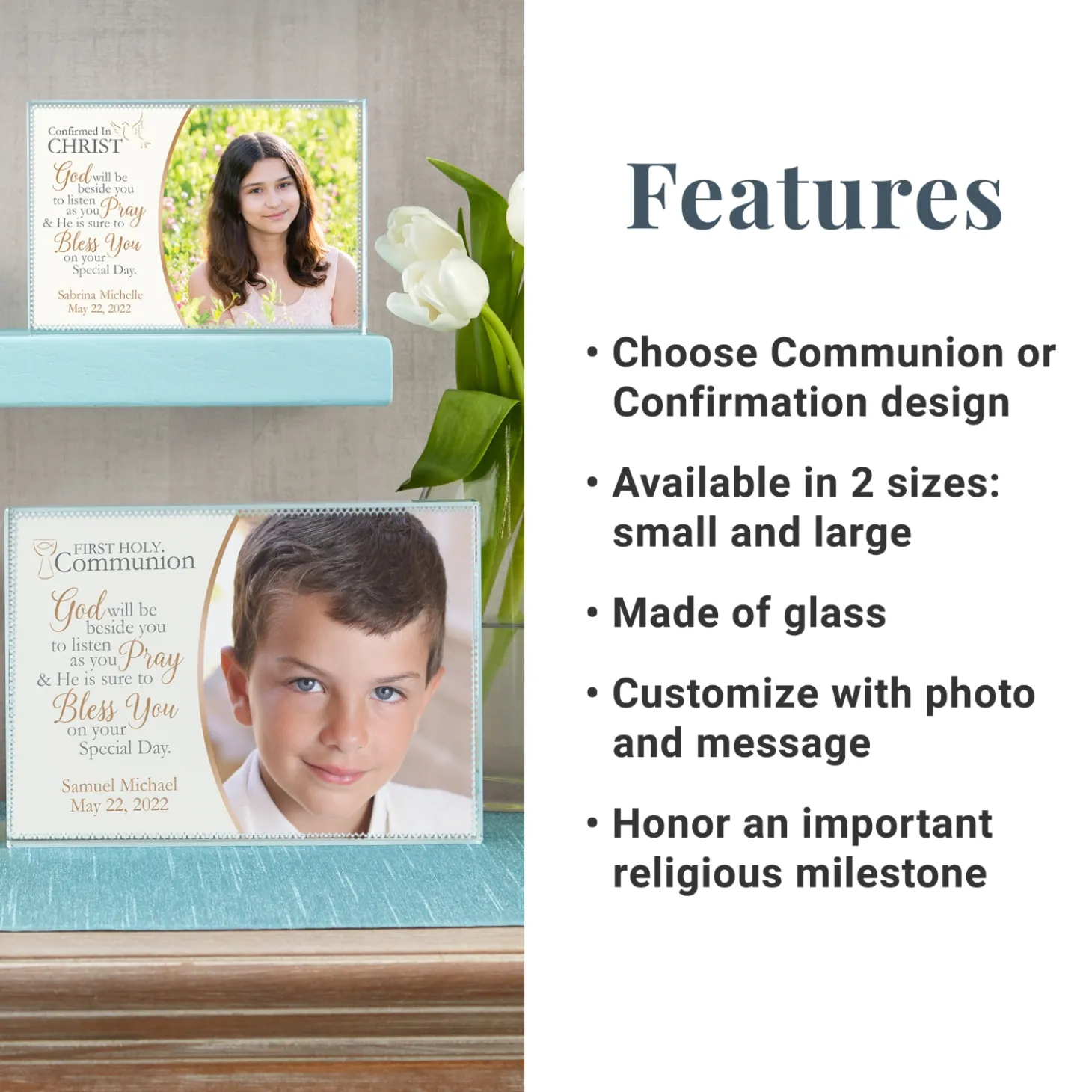 Communion/Confirmation Photo Blessing Glass Block