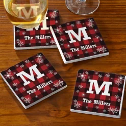 Cozy Christmas Marble Coasters