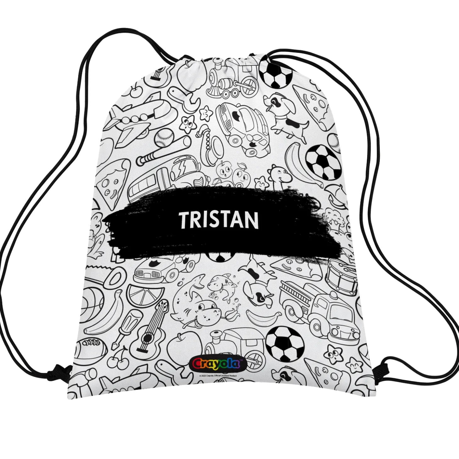 Crayola™ B&W Coloring Book Pattern Drawstring Bag