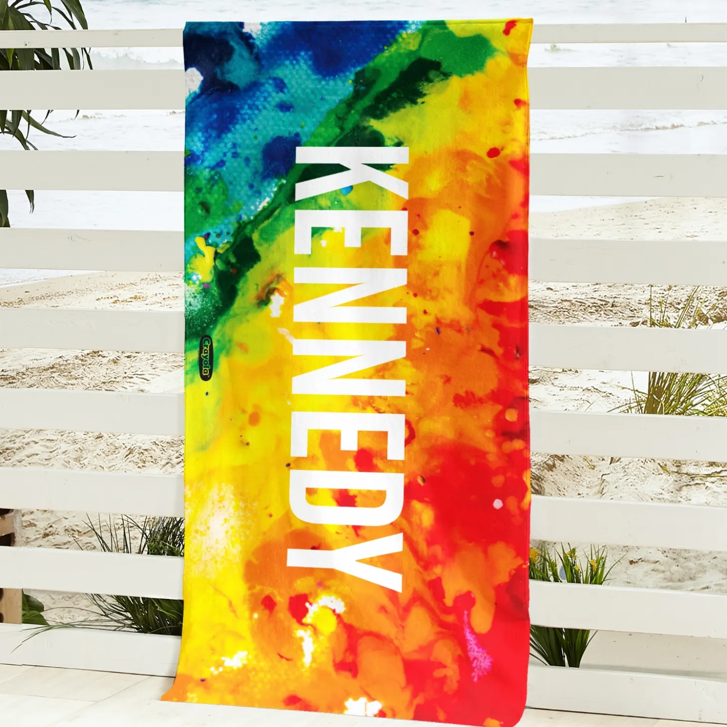 Crayola™ Paint Splatter Personalized Beach Towel