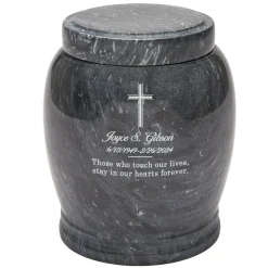 Cross Memorial Engraved Marble Cremation Urn