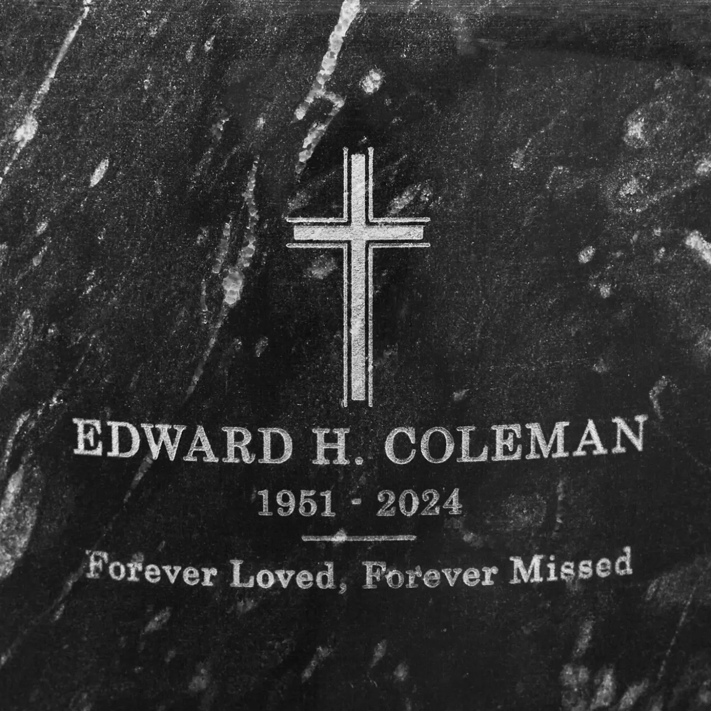Cross Memorial Engraved Marble Cremation Urn