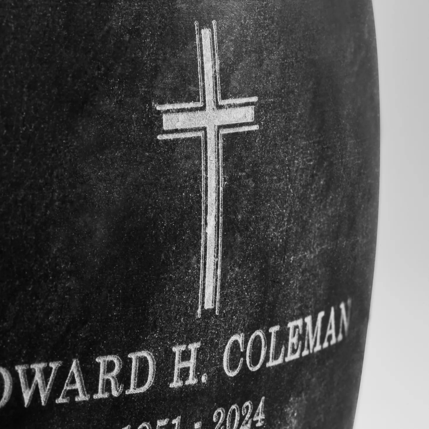Cross Memorial Engraved Marble Cremation Urn