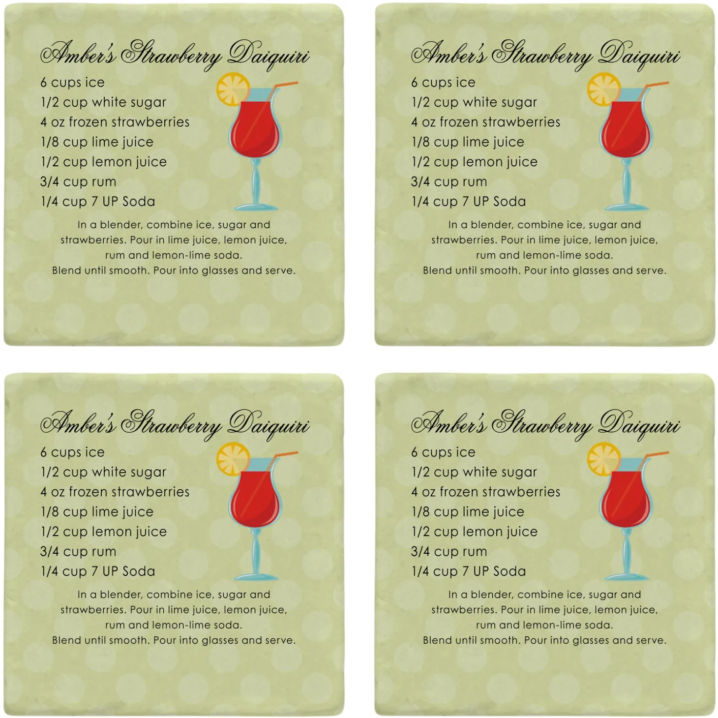 Custom Cocktail Recipe Marble Coasters