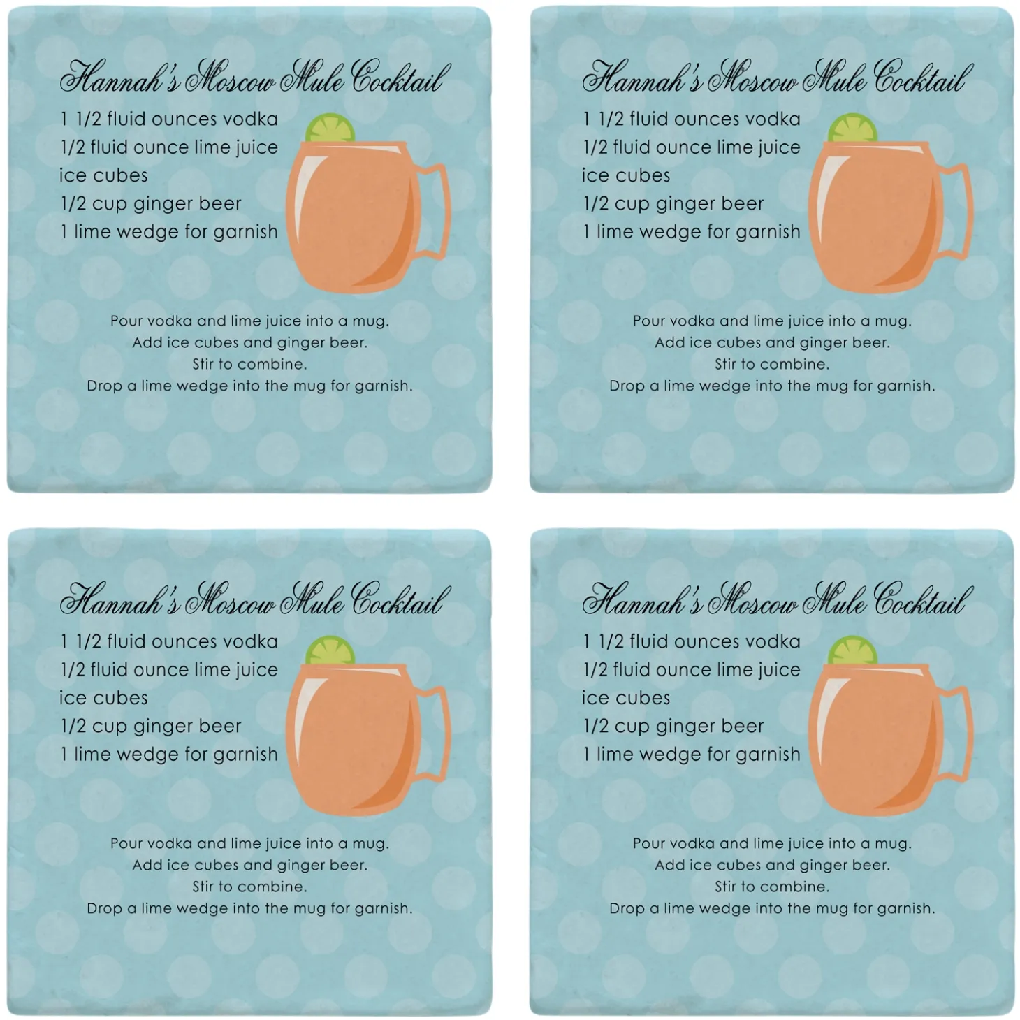 Custom Cocktail Recipe Marble Coasters