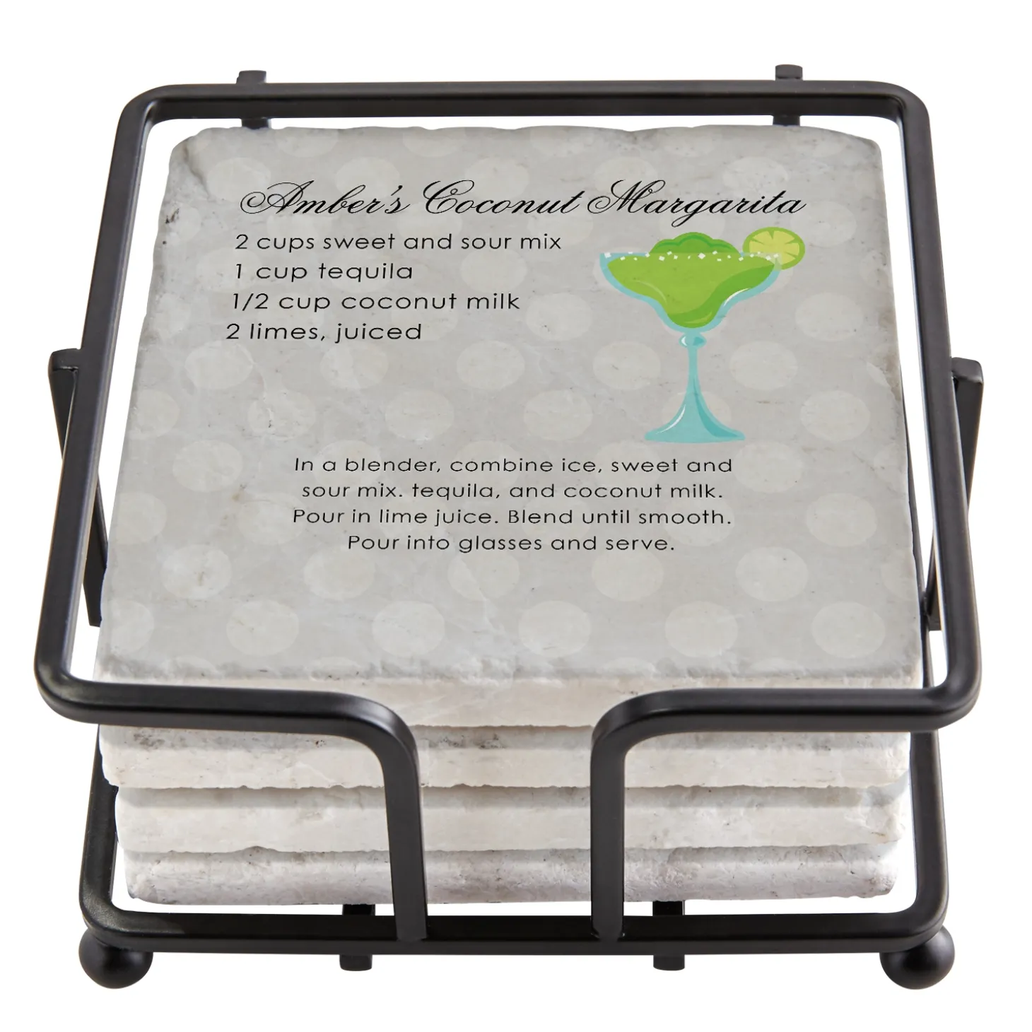 Custom Cocktail Recipe Marble Coasters