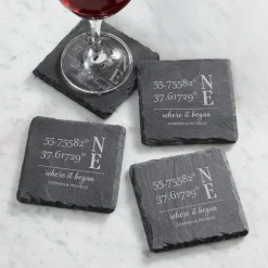 Custom Coordinates Slate Coasters