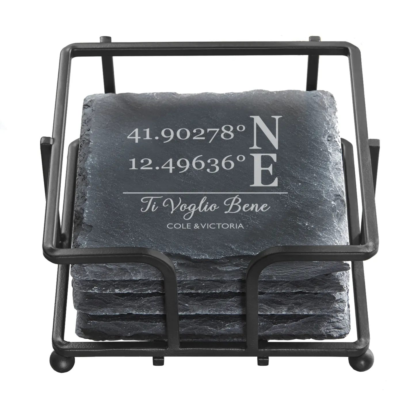 Custom Coordinates Slate Coasters