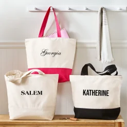 Custom Font Name Zippered Tote Bag