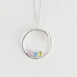 Customized Circle of Family Birthstone Necklace