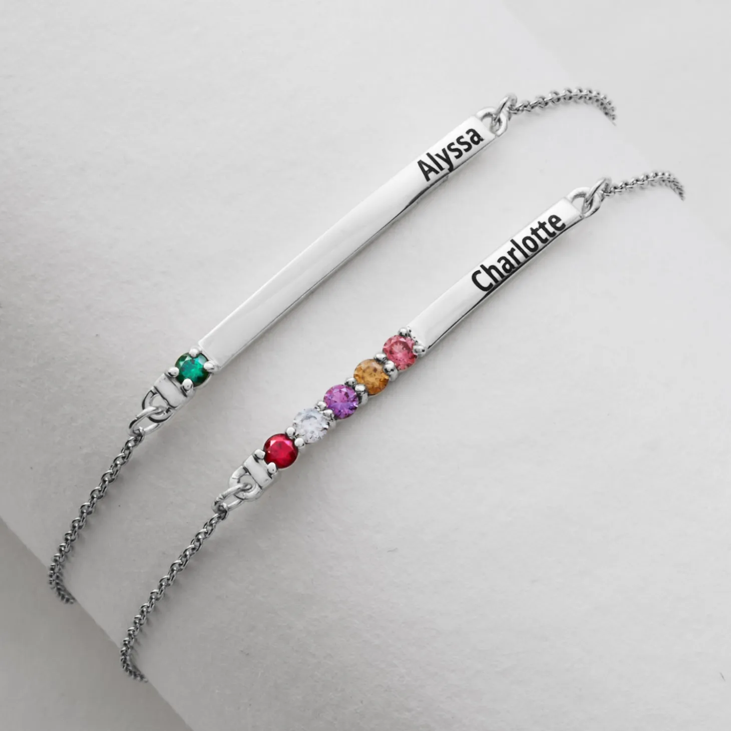 Customized Family Birthstone Bar Bracelet