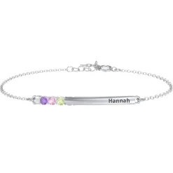 Customized Family Birthstone Bar Bracelet