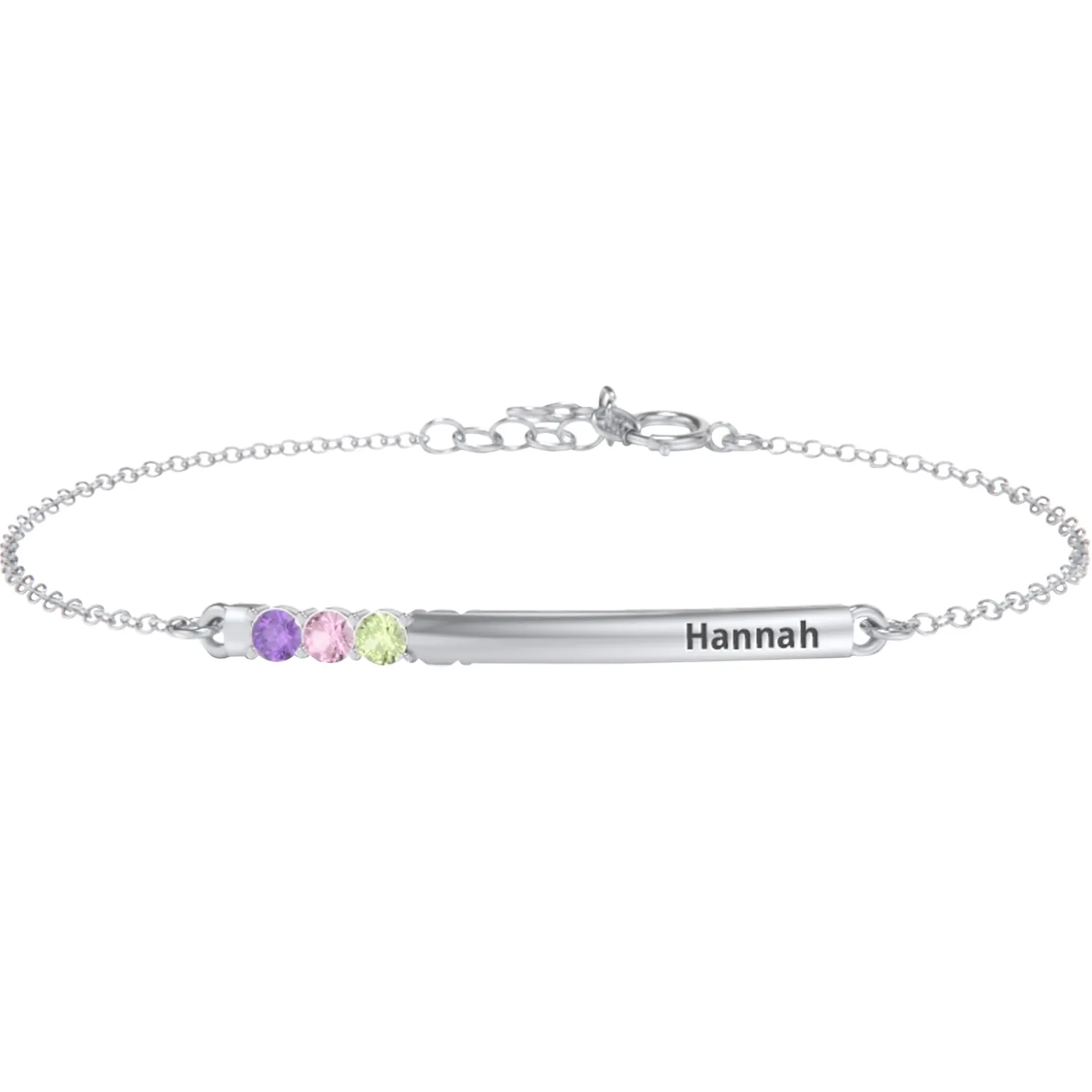 Customized Family Birthstone Bar Bracelet