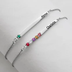 Customized Family Birthstone Bar Bracelet