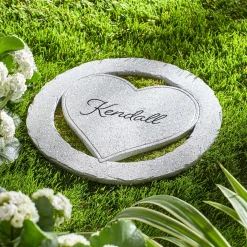 Custom Name Encircled Heart Garden Stone