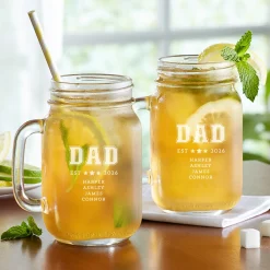 Dad Established Mason Jar