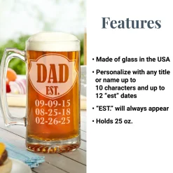 Dad Established Oversized Beer Mug