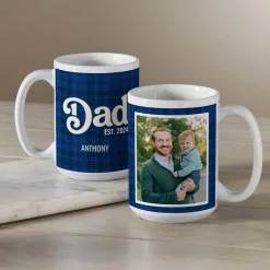Dad Est. Plaid Photo Mug