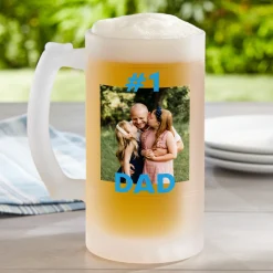 #1 DAD Photo Frosted Beer Mug