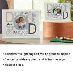 DAD Photo Message Glass Block