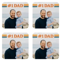 #1 DAD Photo Wood Coasters