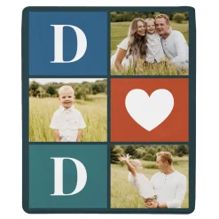 Dad's Heart Photo Plush Blanket