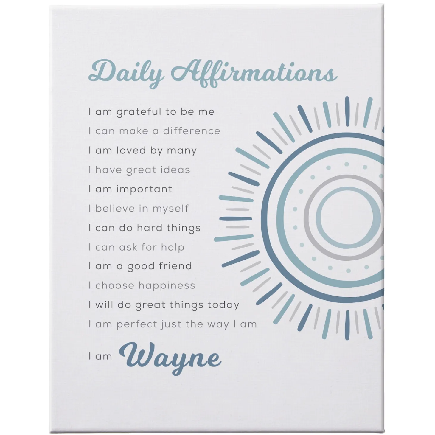 Daily Affirmations Canvas