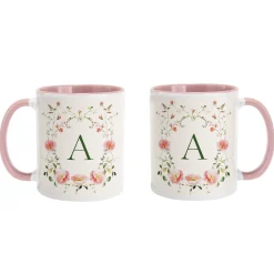 Dainty Floral Monogram Mug