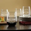 Decorative Label Stemless Wine Glasses - Set of 4