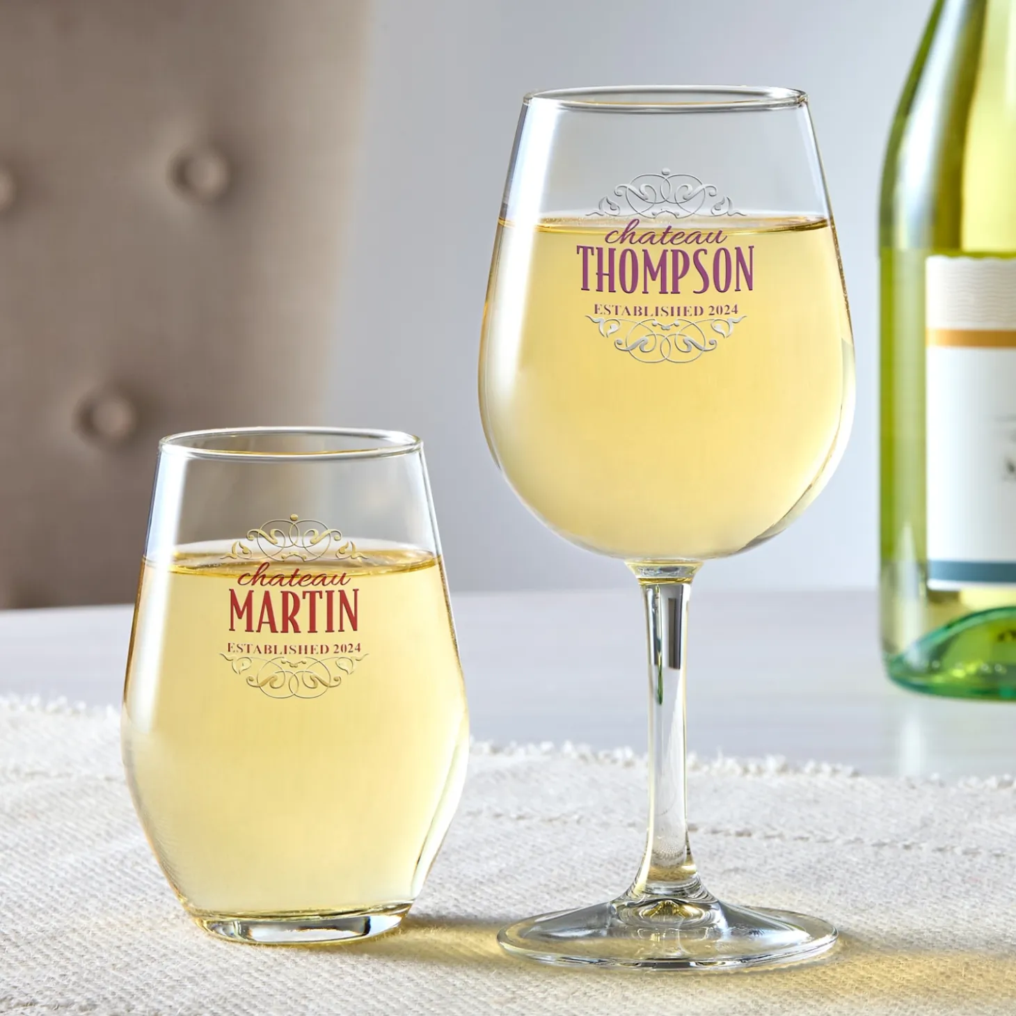Decorative Label Wine Glass