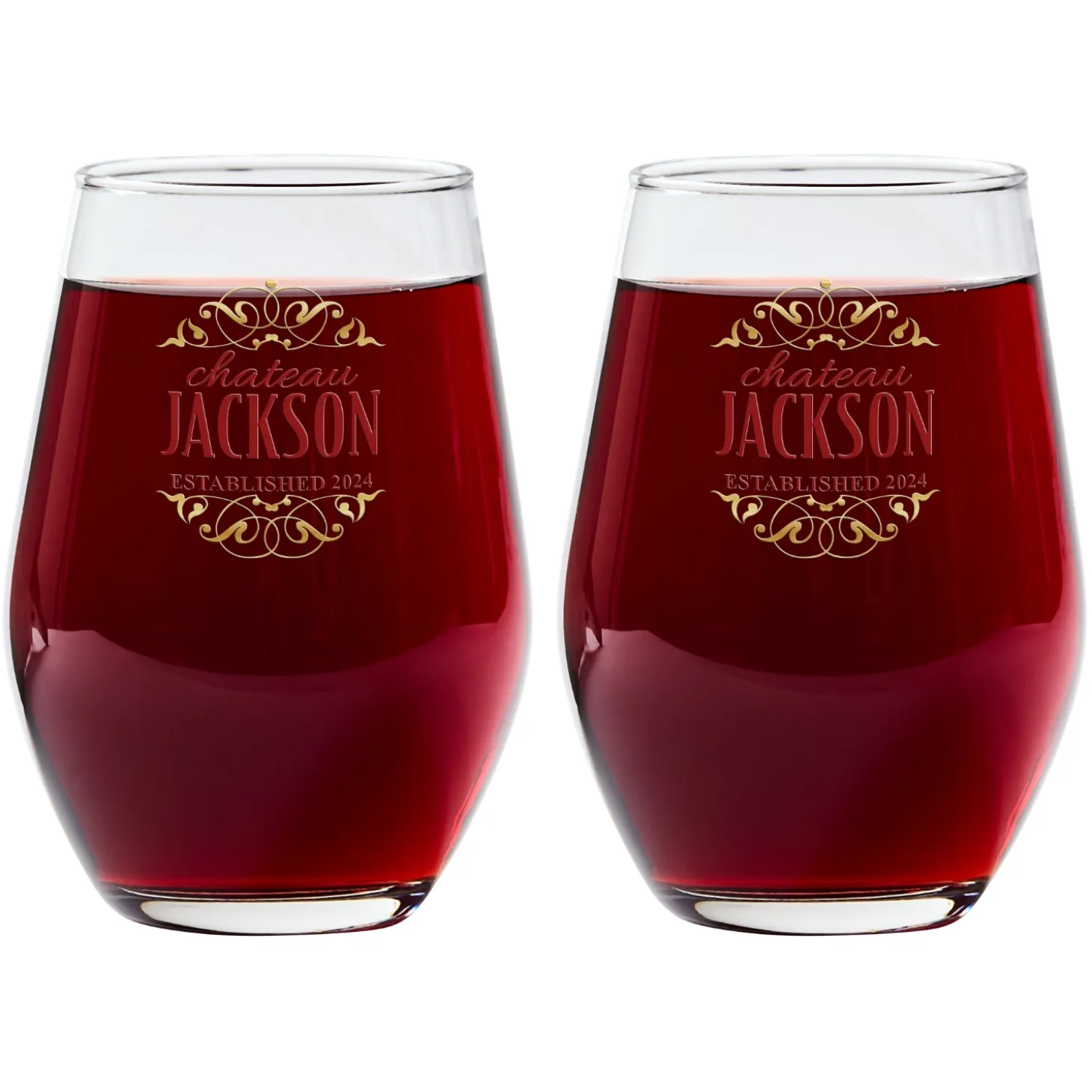 Decorative Label Wine Glass