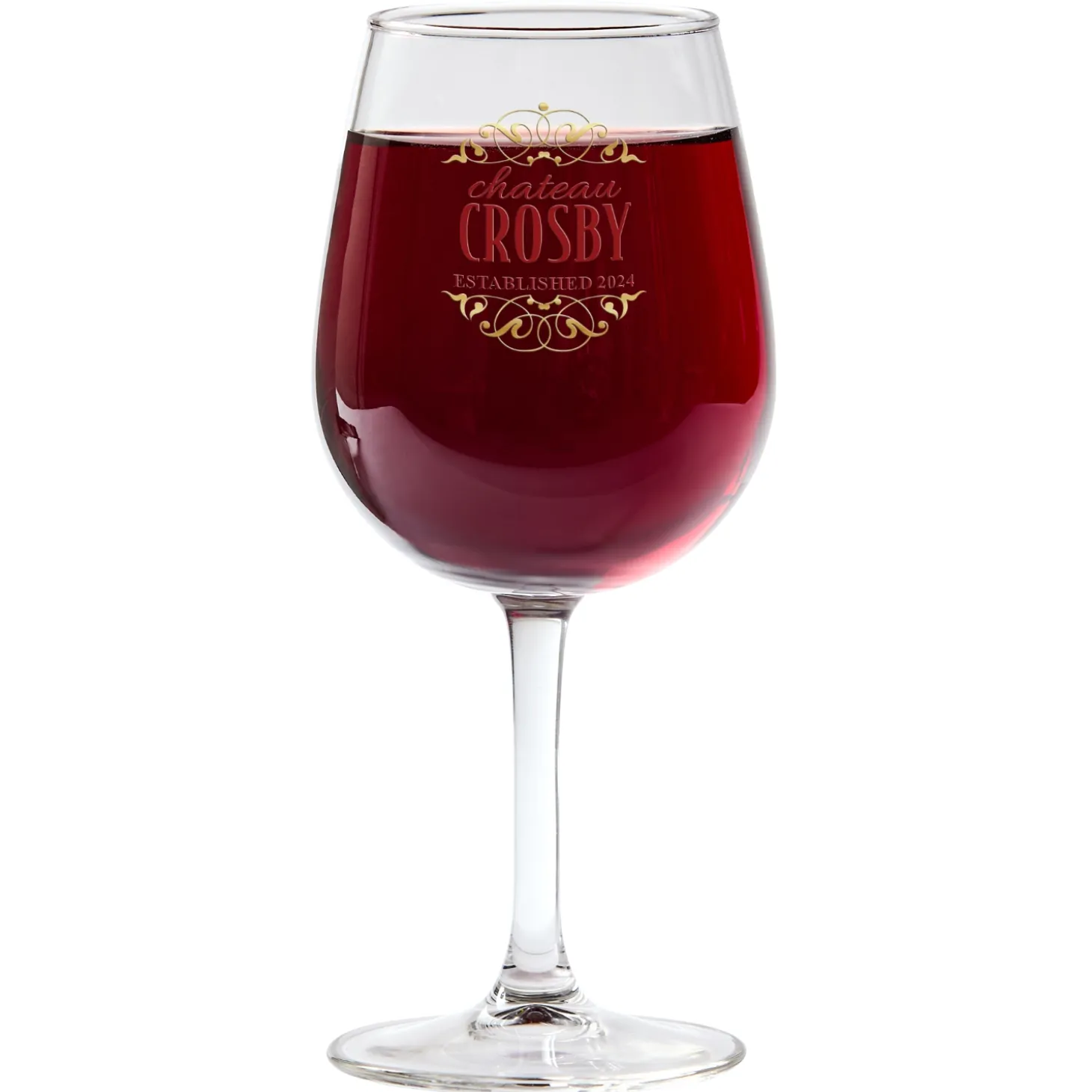Decorative Label Wine Glass