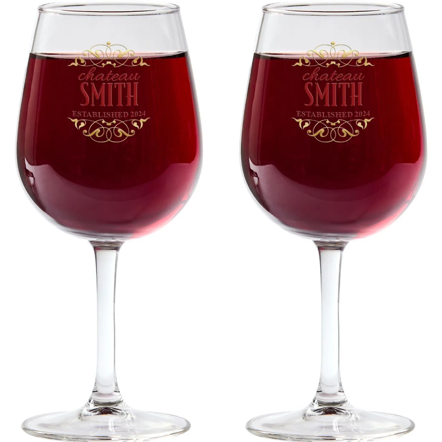 Decorative Label Wine Glass