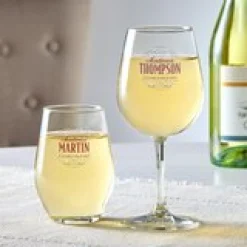 Decorative Label Wine Glass
