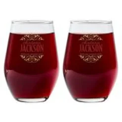 Decorative Label Wine Glass