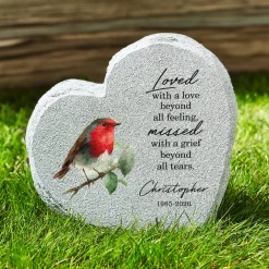 Deeply Loved Memorial Standing Heart Garden Stone