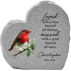 Deeply Loved Memorial Standing Heart Garden Stone