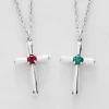 Delicate Birthstone Cross Necklace