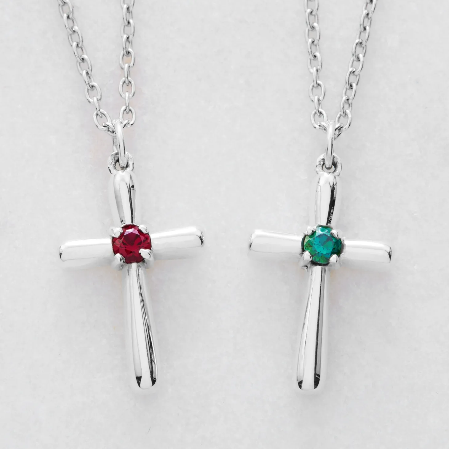 Delicate Birthstone Cross Necklace
