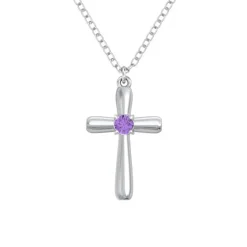 Delicate Birthstone Cross Necklace