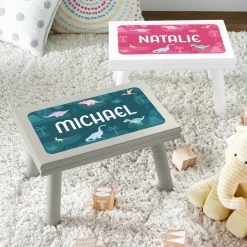 Dino Collage Name Step Stool