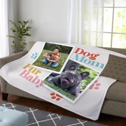 Dog Mom Photo Plush Blanket