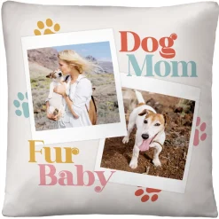 Dog Mom Photo Throw Pillow