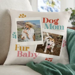 Dog Mom Photo Throw Pillow