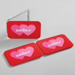 Double Hearts Rectangle Purse Mirror