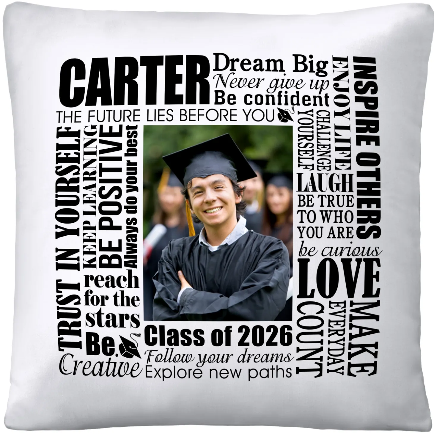Dream Big Graduation Photo Throw Pillow