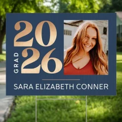 Dreams Begin Graduation Photo Yard Sign