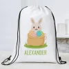 Easter Bunny with Colorful Eggs Drawstring Bag