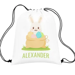 Easter Bunny with Colorful Eggs Drawstring Bag