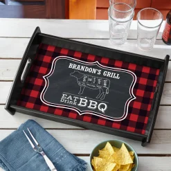 Eat Drink BBQ Wood Tray